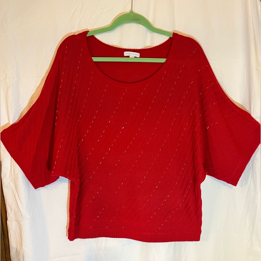 NY & Co red sparkly sweater size Large